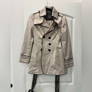 Bebe satin and lace trench coat